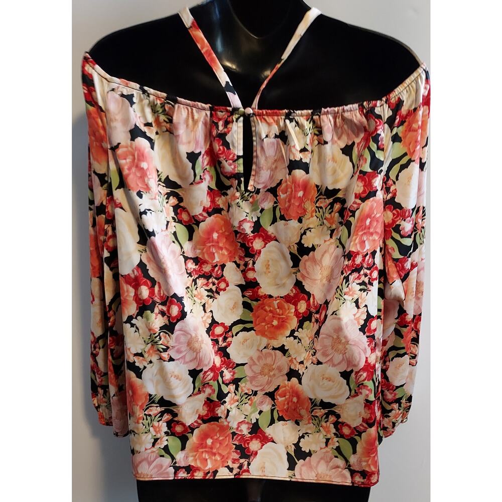 International Concepts Emma Floral Print Halter Off-shoulder Top - Size XS - Picture 3 of 4